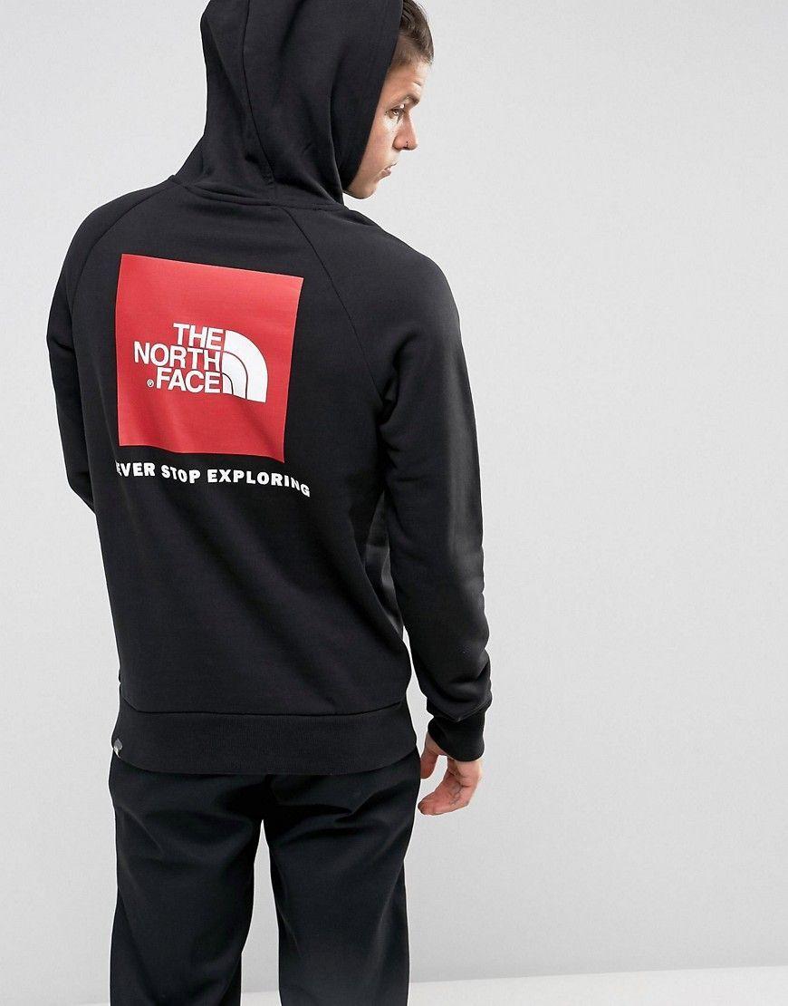 Black and Red Box Logo - The North Face Raglan Hoodie Back Red Box Logo in Black | Products ...