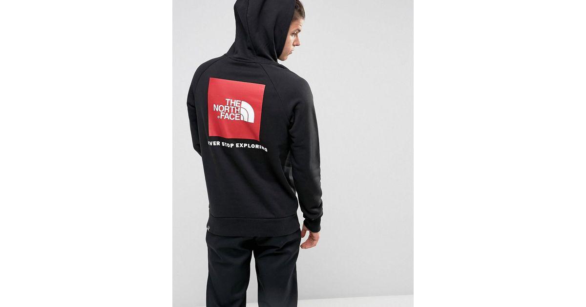 Black and Red Box Logo - The North Face Raglan Hoodie Back Red Box Logo In Black in Black for ...
