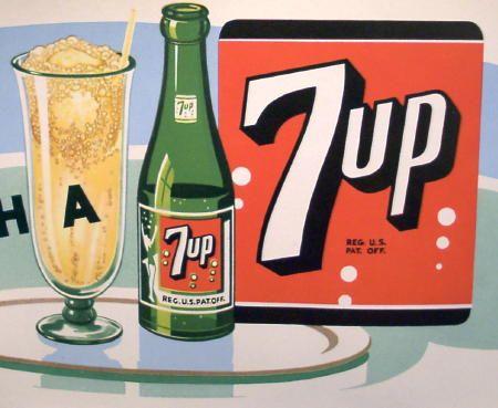 Old Soda Logo - 7up Ice Cream Float Signs 1948 Soda Fountain Drive In
