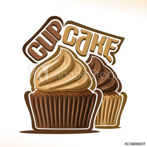 Brown Swirl Logo - Vector logo for chocolate Cupcake, original font for text