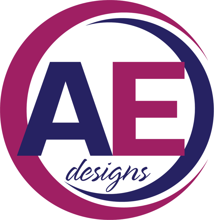 Purple and White Circle Logo - AE Design Logo white circle small
