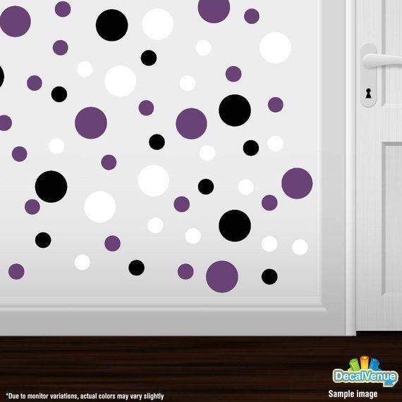 Purple and White Circle Logo - Set of 60 Black / Purple / White Circles Vinyl Wall Graphic | Etsy
