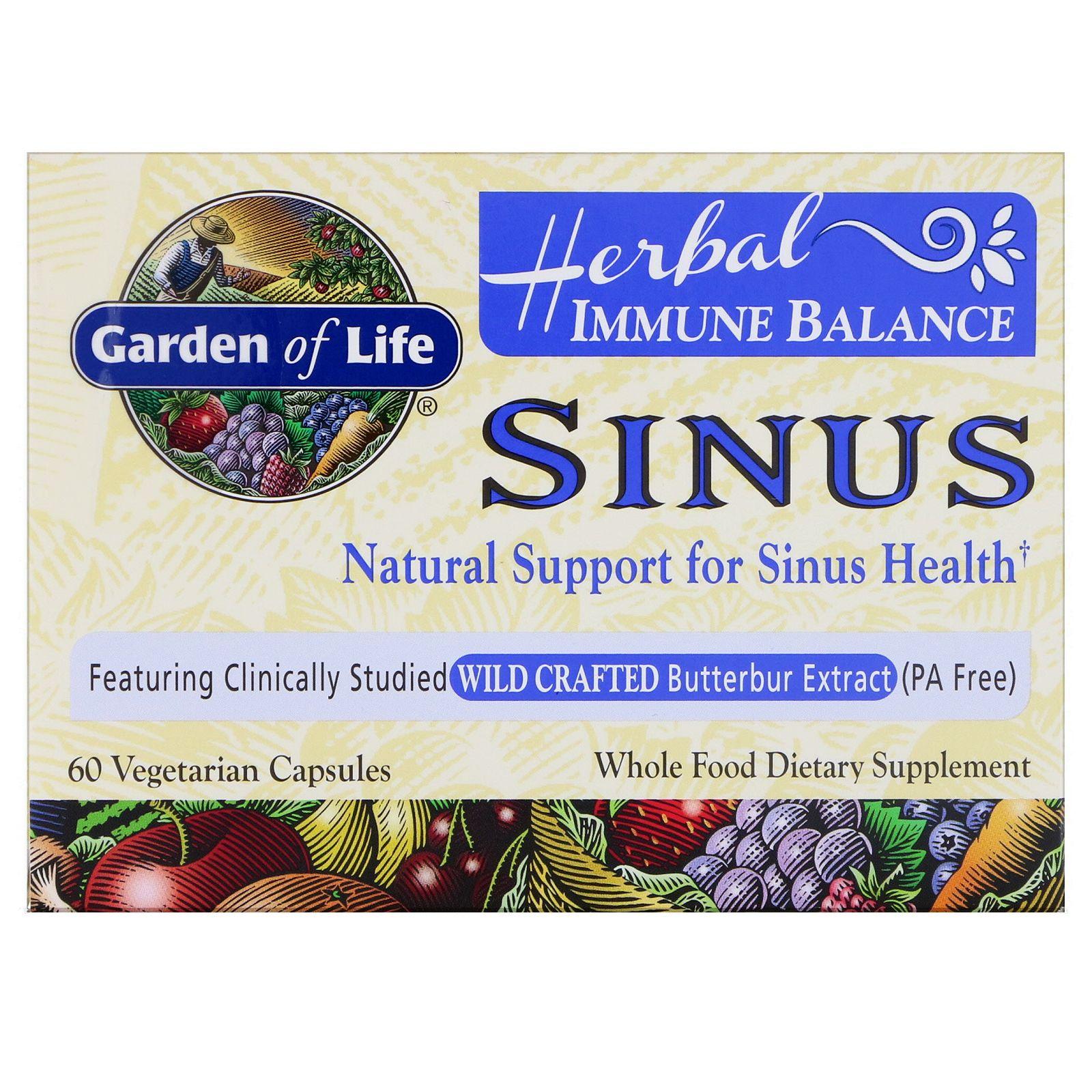 Herbs Seagate Logo - Garden of Life, Herbal Immune Balance, Sinus, 60 Vegetarian Capsules