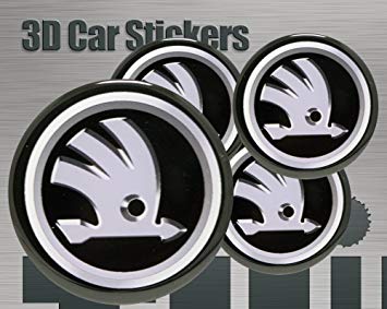Skoda New Logo - 3D Stickers 4 pcs Skoda New Logo Imitation All size Center Cap Wheel