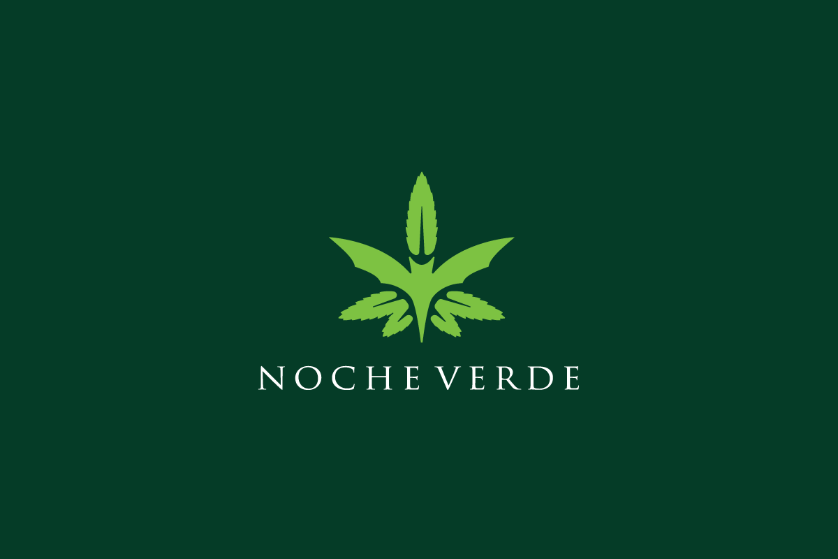 Marijuana Leaf Logo - SOLD – Noche Verde—Marijuana Leaf Bat Logo Design | Logo Cowboy ...