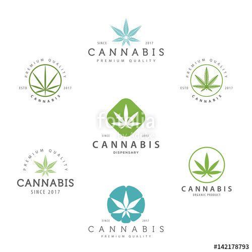 Marijuana Leaf Logo - Set of medical marijuana cannabis leaf logo, labels. Stock image