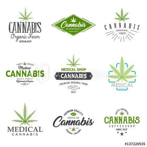 Marijuana Leaf Logo - Set of medical marijuana cannabis leaf logo, labels. this
