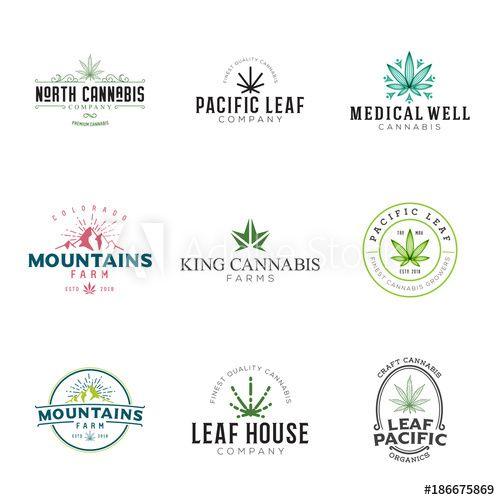 Marijuana Leaf Logo - Set of marijuana cannabis leaf logo, labels. Modern vintage logo