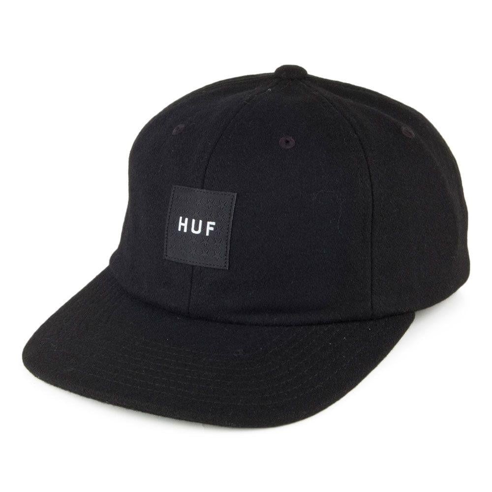 Black and White Baseball Logo - HUF Wool Box Logo 6 Panel Baseball Cap - Black from Village Hats.