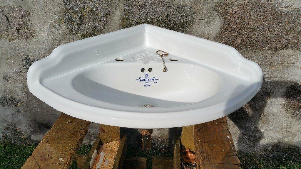 Bathroom Sink Logo - Sanitan Corner Wash Basin With Blue Logo | in Aberdeen | Gumtree