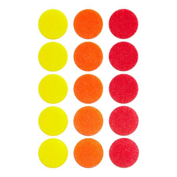 Orange and Yellow Dots with Red Circle Logo - Red, Orange & Yellow Large Color Coding Dots. The Container Store