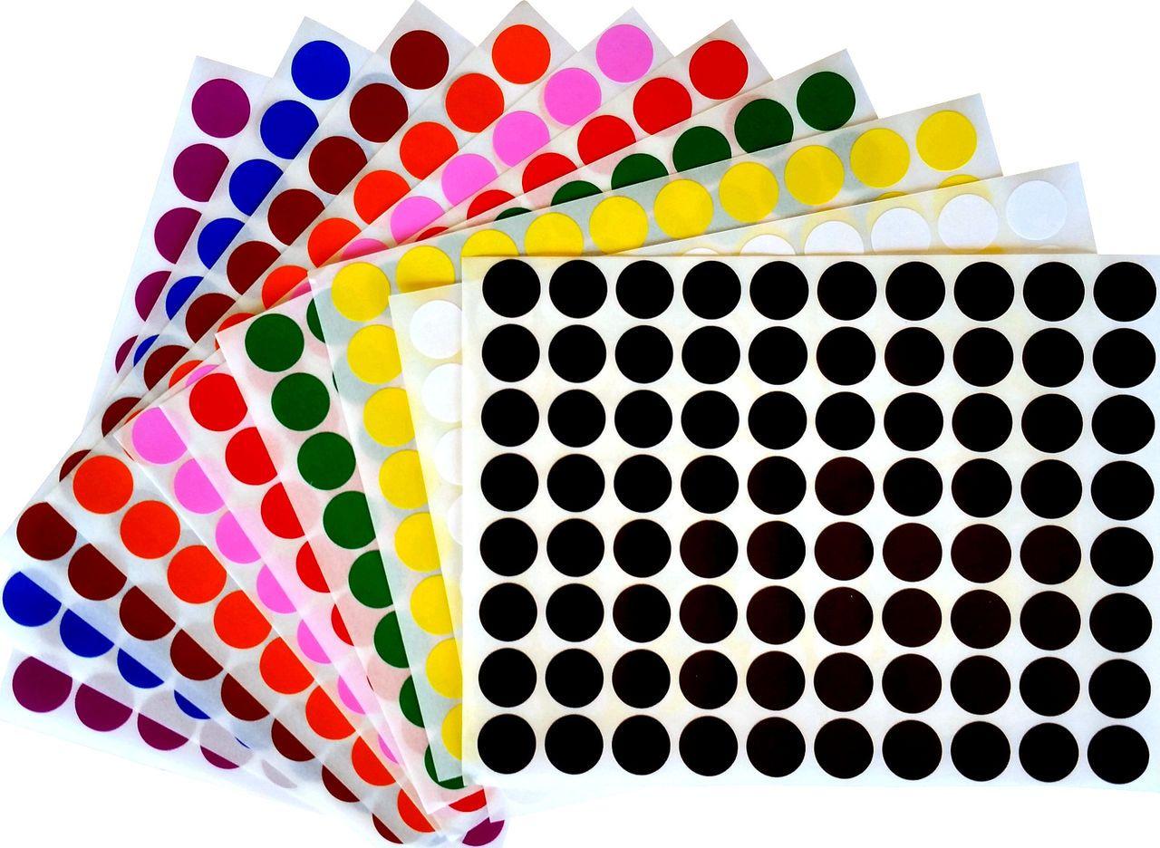 Orange and Yellow Dots with Red Circle Logo - Color Coding Labels 1 2 Round Dot Stickers In Black, White, Red