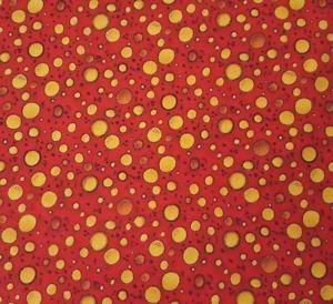 Orange and Yellow Dots with Red Circle Logo - Orange Yellow Dots on Red Kari Pearson Quilting Treasures 100