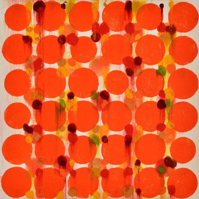 Orange and Yellow Dots with Red Circle Logo - Janine Wong Variant color dots, abstract, pattern