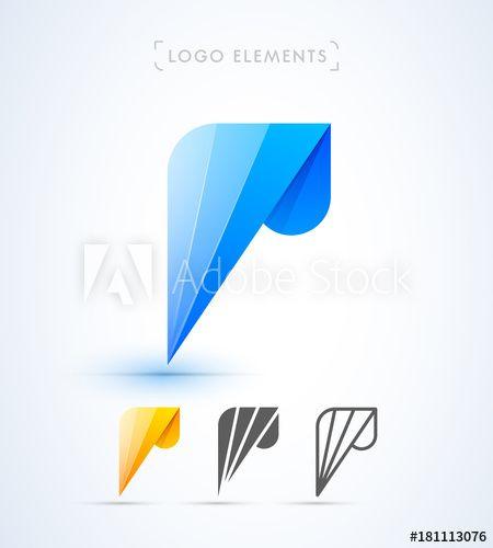 Flat P Logo - Vector abstract origami letter P logo template. Material design ...