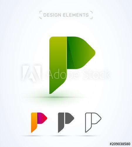 Flat P Logo - Vector abstract letter P logo template. Origami material design ...