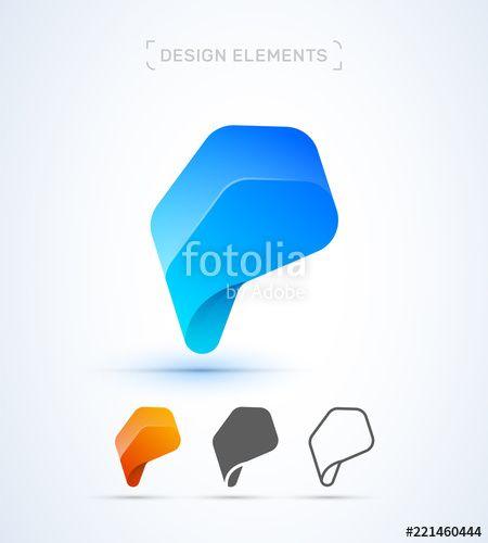 Flat P Logo - Vector abstract letter P logo design elements. Material design ...