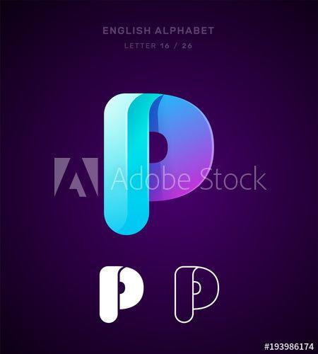 Flat P Logo - Vector origami alphabet. Letter P logo template. Material design