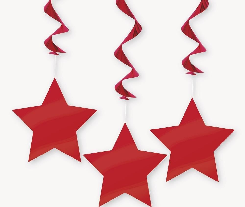 Red Star Swirl Logo - Red Star Hanging Swirl Decorations 90cm 3pk. Party Savers. Solid