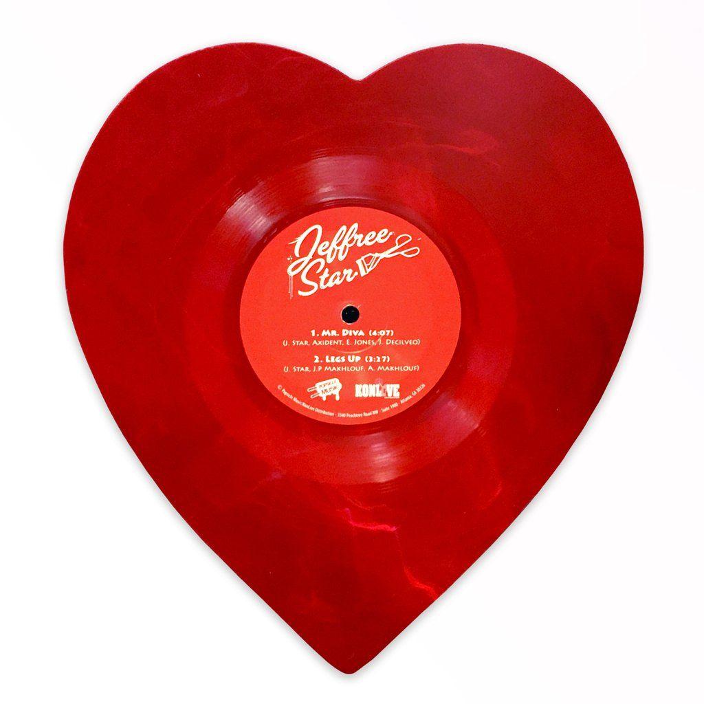 Red Star Swirl Logo - Mr. Diva' 7 Transparent Red Swirl Heart Shaped Vinyl