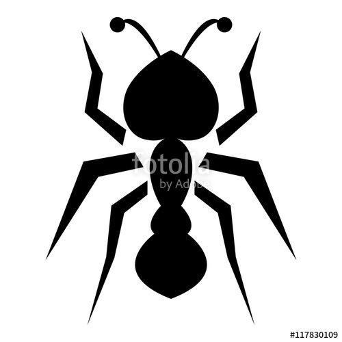 Black Ant Logo - Isolated and single abstract black ant silhouette on a white