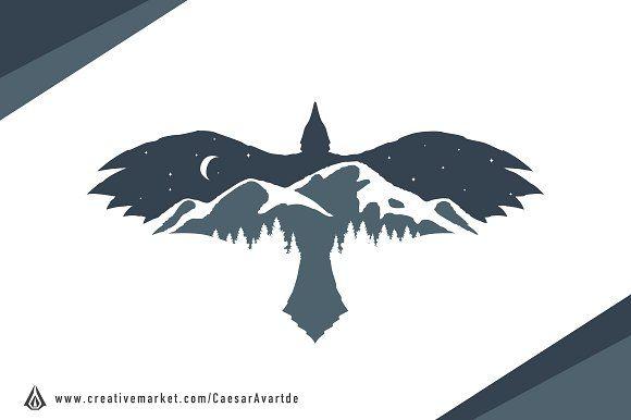 Tree and Mountain Logo - Raven Mountain Logo Template Logo Templates Creative Market