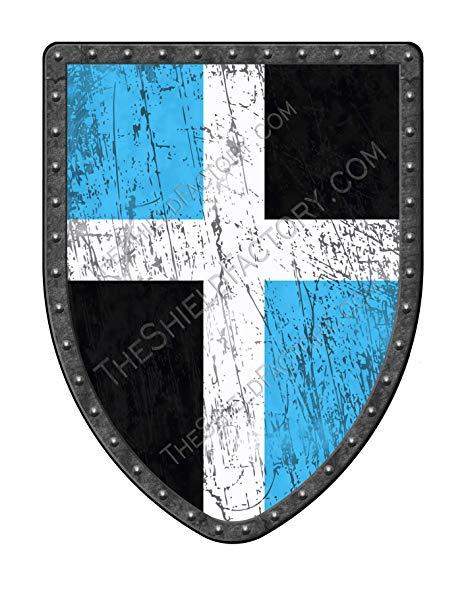 Shield White Cross Logo - Amazon.com: White Cross Quarterly Blue and Black Replica Medieval ...