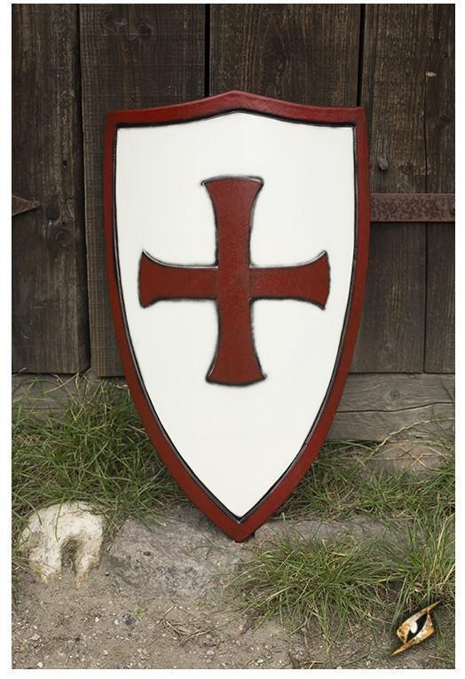 Shield White Cross Logo - LARP Crusaders Shield - White and Red