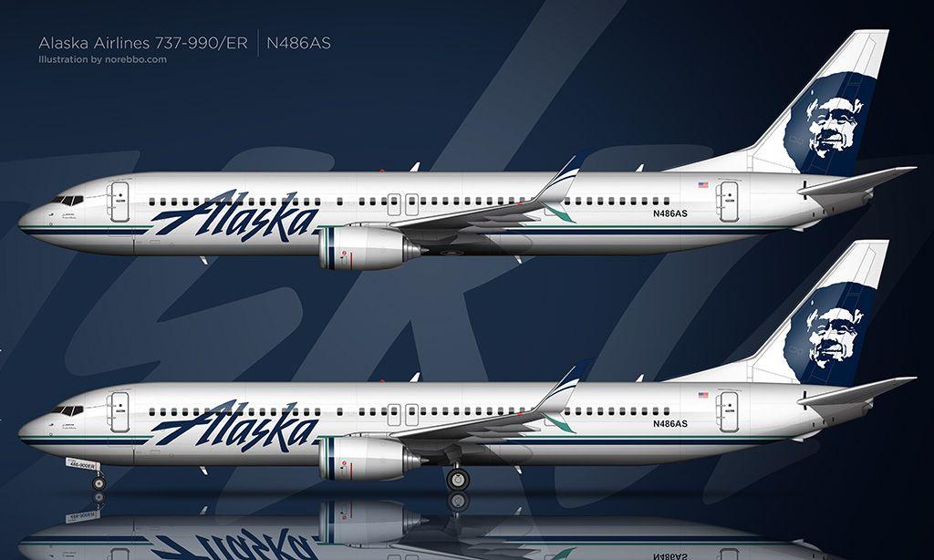 Alaska Airlines Old Logo - Alaska Airlines 737-990/ER illustration in the 2015 “Updated” livery ...