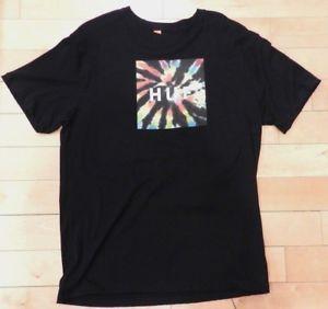 Rainbow Square Logo - HUF TIE DYE SQUARE RAINBOW COLOR BOX LOGO TEE SHIRT BLACK MENS SZ XL ...