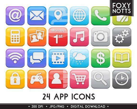Etsy App Logo - Rainbow App Icon Clip Art Set: Digital Download Clipart