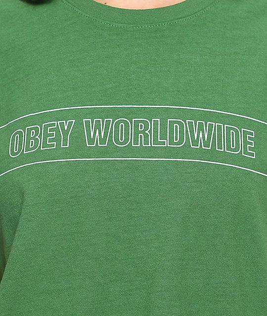 Obey Sport Logo - Obey Worldwide Sport Boxy Green T-Shirt | Zumiez