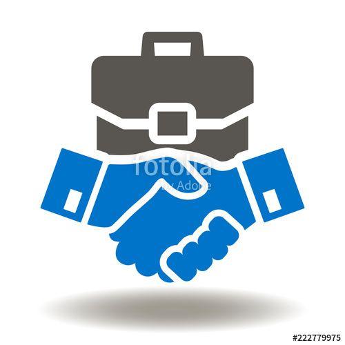 Agreement Logo - Handshake with briefcase icon vector. Investment Deal Illustration ...