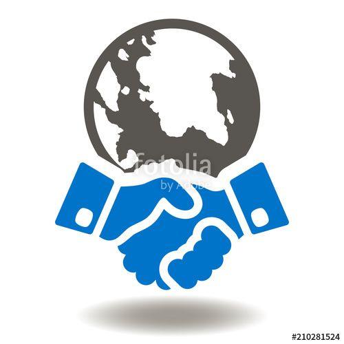 Agreement Logo - Handshake Earth Globe Business Icon Vector. Global Agreement