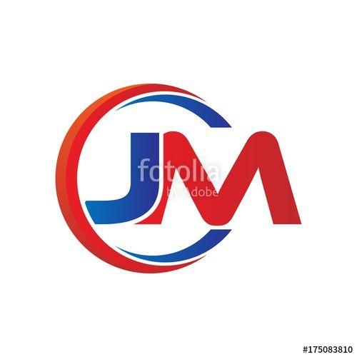 J M Logo - jm logo vector modern initial swoosh circle blue and red