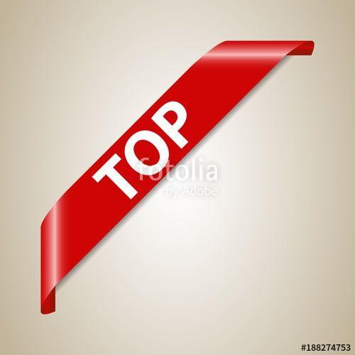 Red Corner Logo - TOP red corner ribbon. Vector design element. Stock image