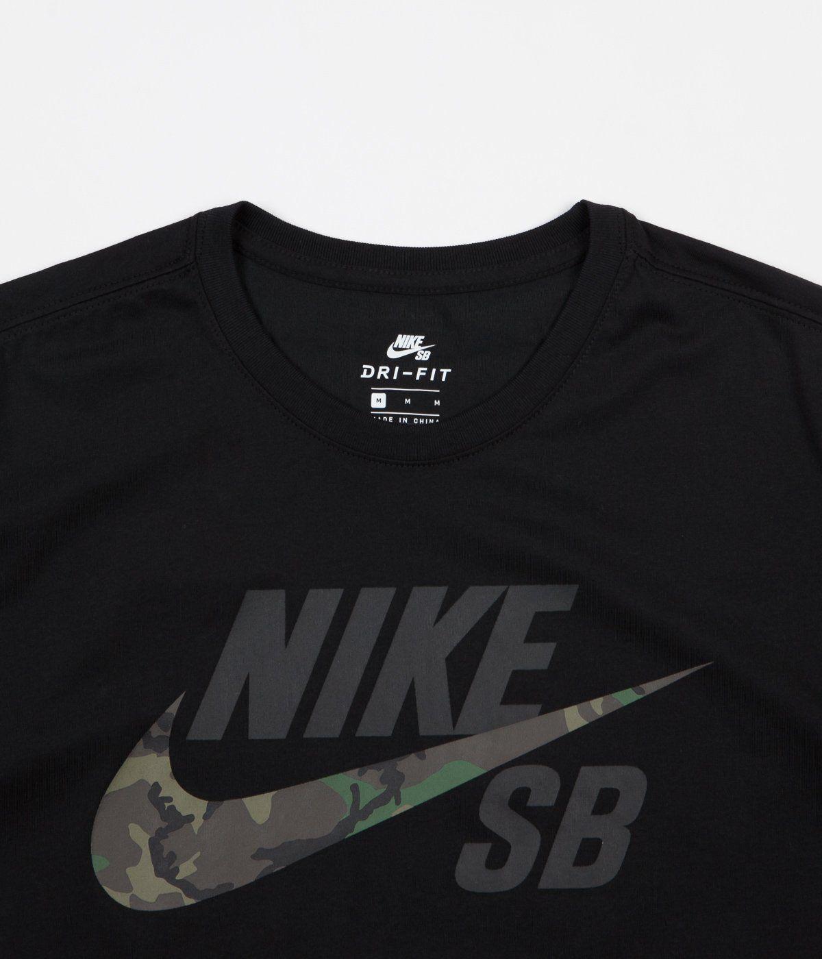 Nike SB Camo Logo - Nike SB Dry Camo T-Shirt - Black / Black | Flatspot