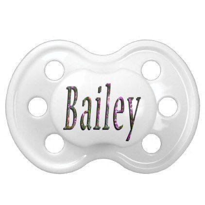 Bailey Name Logo - Floral Bailey Name Logo, Pacifier