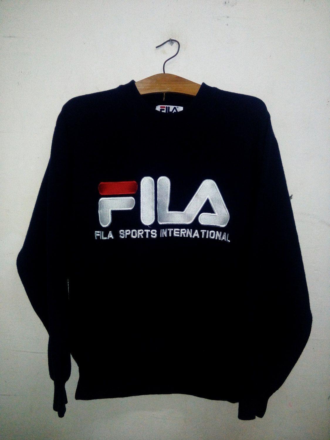 Rare Clothing Logo - Rare ! Vintage 90's Fila Sport Big Logo Spell Out Crewneck ...