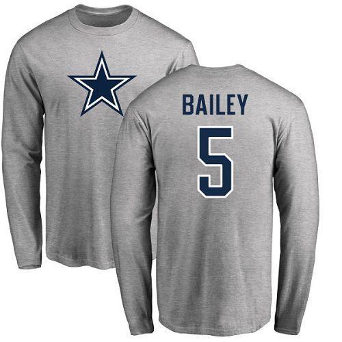 Bailey Name Logo - NFL Nike Dallas Cowboys No. 5 Dan Bailey Ash Name & Number Logo Long