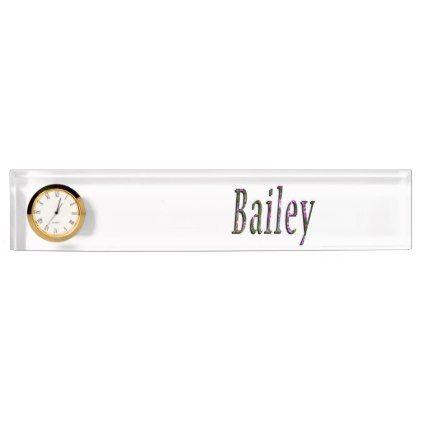 Bailey Name Logo - Bailey Name Logo Desk Name Plate With Clock. - diy cyo customize ...