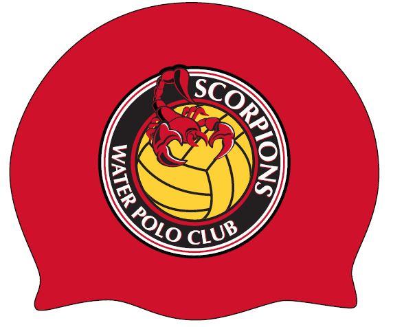 Scorpion Red Circle Logo - TWO - Scorpions Water Polo Club Red Goalie Latex Caps - RYTE Sport