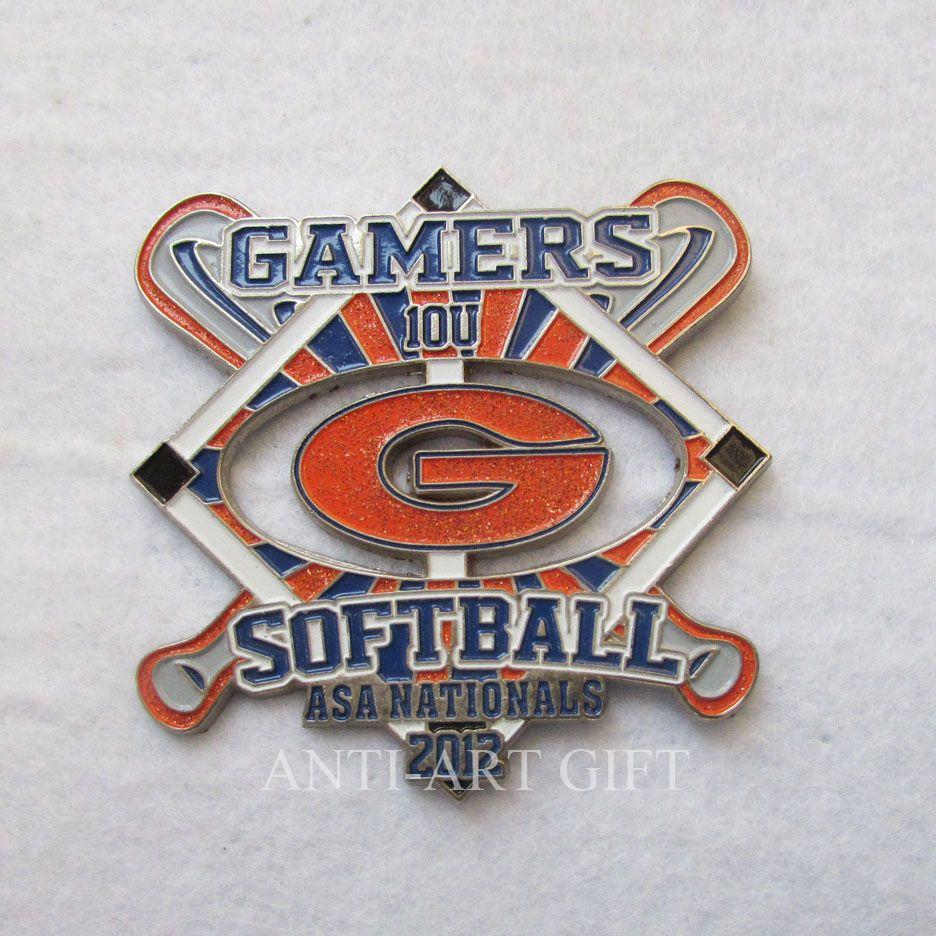 Custom Softball Logo - Customized soft enamel baseball metal badge pin softball games logo