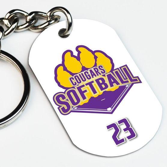 Custom Softball Logo - Softball Dog Tag Keychain