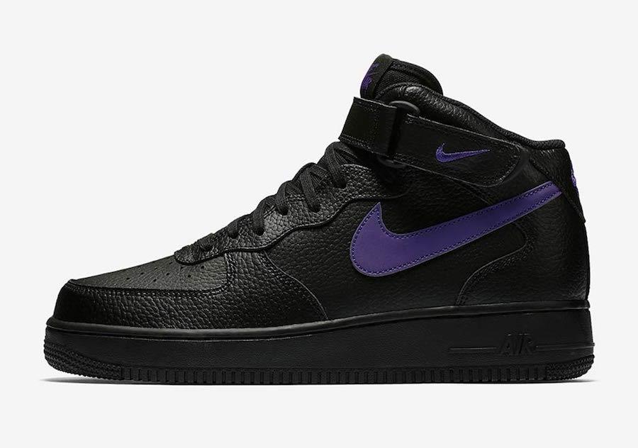 Purple and Black Nike Logo - Nike Air Force 1 Mid Black Leather Pack - Sneaker Bar Detroit