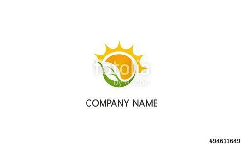 Orange with Green Leaf Logo - solar energy green leaf nature company logo Stock image and royalty