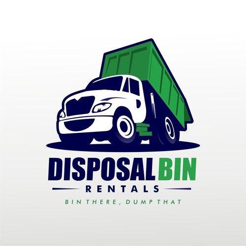 Dump Truck Logo - Cartoon Style Truck Logo Design For Roll Off Disposal Bin Rental