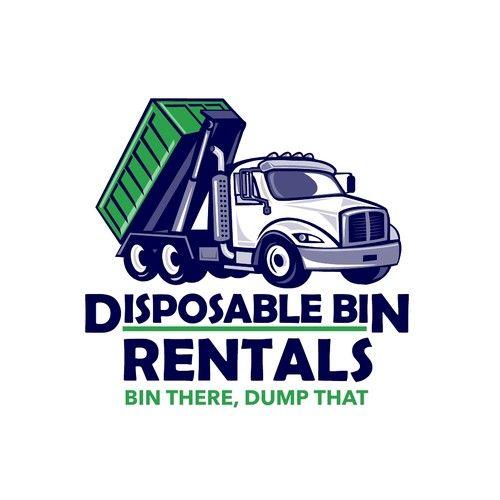 Dump Truck Logo - Cartoon Style Truck Logo Design For Roll Off Disposal Bin Rental