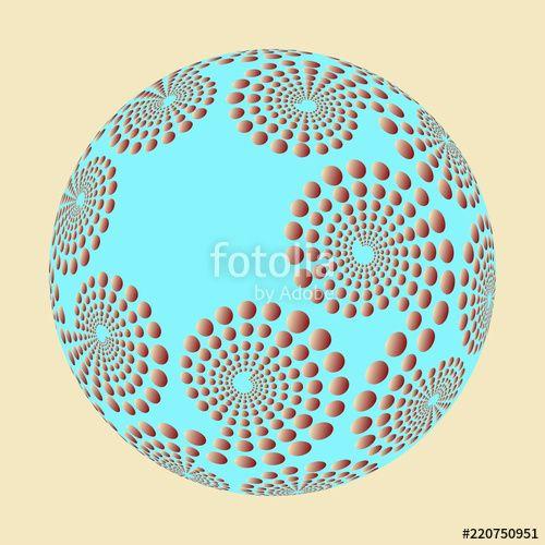 Spiral Dots Orange Sphere Logo - floating sphere with spiral of dots pattern in egg brown and blue ...