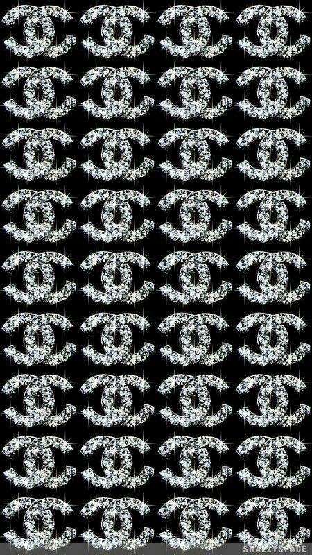 Diamond Chanel Logo - Diamond Chanel logo on a solid black background phone wallpaper